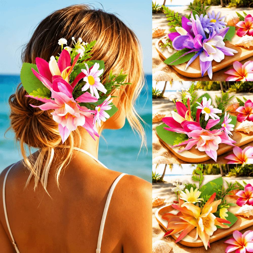 Versatile Floral Hair Clips Artificial Floral Hair Claw Colorful Flower Hairpin  Beach Outfits
