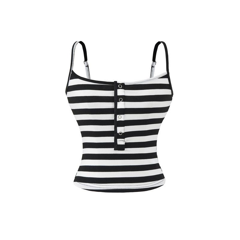 

Versatile Striped Camisole: Age-Reducing, Waist-Cinching Sleeveless Top for Women Small чёрный