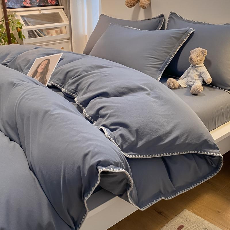 Super Soft Washed Cotton Bed Four Piece Set Four Season Fresh Down Duvet Cover Three Piece Set Is a Great Seasonal Gift