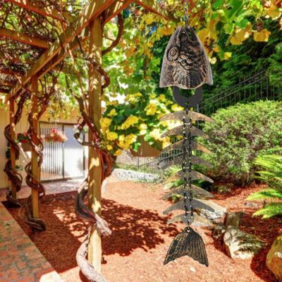Fish Wind Chime,Wind Bell,Fish Skeleton Hanging Iron Chime Garden for Outside