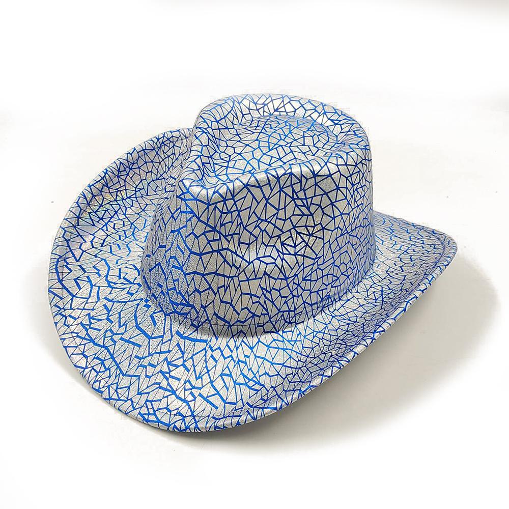 Color Blocks Laser Cowboy hat Western cowboy men and women retro party stage party Cowboy hat outdoor knight hat Wholesale