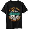 Big Size Summer Women T Shirt Always Take The Scenic Route Mountains Compass Sunset Trees Short Sleeve Adult ONeck Tees