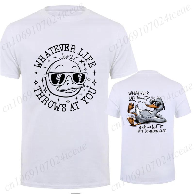 T-shirt for Men Whatever Life Throws At You Funny Sarcastic Y2K Tops Harajuku Funny Duck Snarky T-shirt Summer Short Sleeve