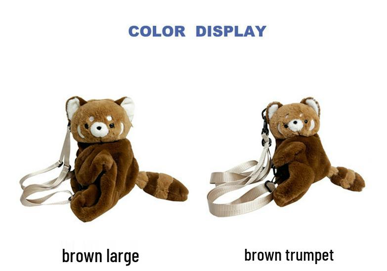 2026 Large & Small Raccoon Fur Plush Backpack - Cute Crossbody Bag for Women & Students, Lying Down Doll Toy