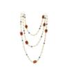 JMXD-Necklace Vintage Pearl Red Handmade Glass Ladies Long Necklace Sweater Chain Small Fragrant Style Jewelry
