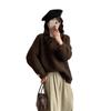 Lazy wind crew neck pullover sweater women's loose large size autumn and winter new thickened high-end knitted bottoming shirt top