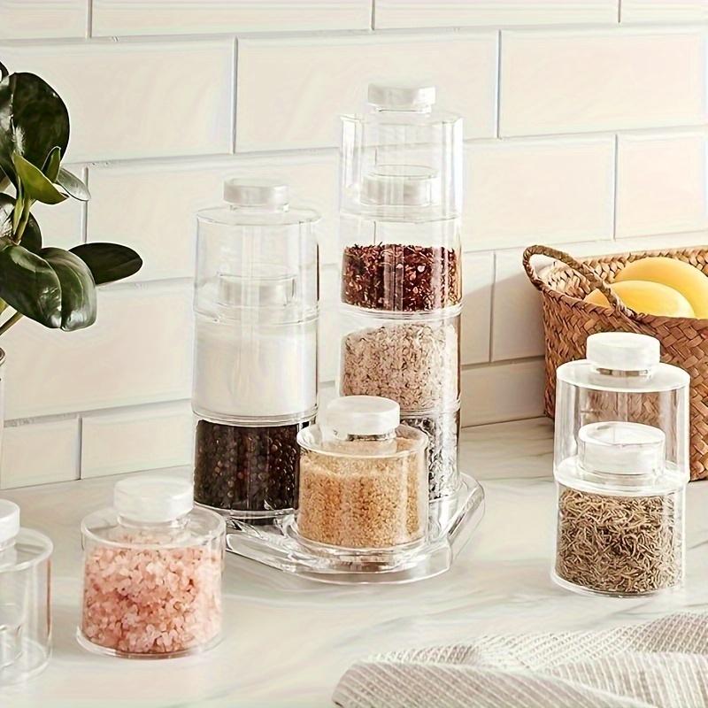 Stapelbare Gewürztöpfe Zurück zur Schule Lebensmittelgeeignetes Material Platzsparendes Design Transparente Aufbewahrungsboxen für Küchenaufbewahrungswerkzeuge