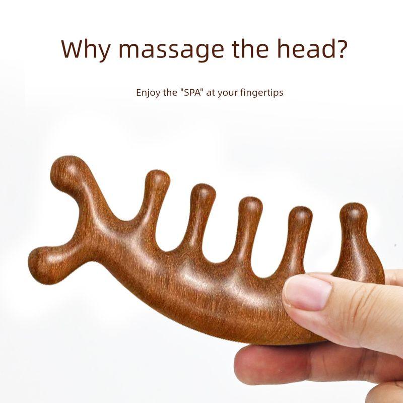 Massage Comb Ebony Head Meridian Comb Head Therapy Massage Men and Women Scraping Scalp Meridian Anti-Wide Tooth Brush Five Finger Brush