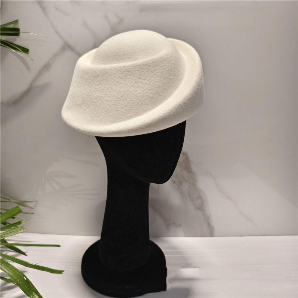 Hepburn Style Wool Pillbox Hat Fedoras Fedora Hat Fashion Woolen Felt Hat Lady