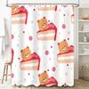 Whimsical Animal Print Shower Curtain for Bathroom Decor Pink Cake with Bear Design Set Includes Rod Rings for Home Use