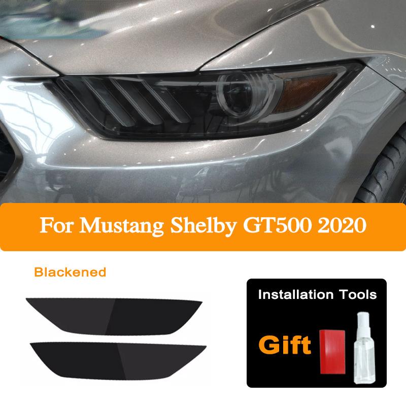 Car Headlight Protective Film For Ford Mustang 2015-Present Shelby GT500 Taillight Tint Black Transparent TPU Sticker Accessorie