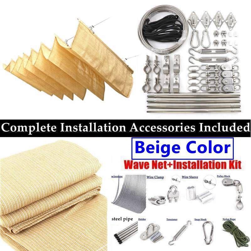 Width 2m Rainproof And HDPE Wave Telescopic Sail Garden Retractable Awning Sun Shade Screen Balconoy Shed With 15mm Steel Pipe