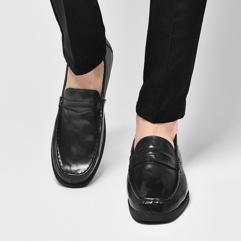 Fashion Men's Comfortable Dress Shoe All-match Mens Slip On Flats 2024 New Mens Classic Loafers Male Genuine Leather Business Shoes