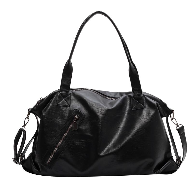 High Capacity Shoulder Bags for Women Solid Color Simple PU Leather Shopping Travel Tote Bag Female Lightweight Handbags