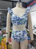 1011 European and American bikini new seaside vacation printed split swimsuit suit female explosion