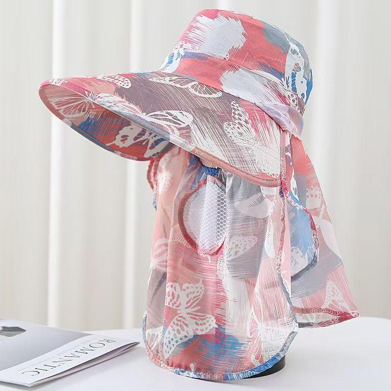 Summer sun protection hat for women, face mask, sun hat, face covering, UV protection, outdoor cycling wide-brimmed hat