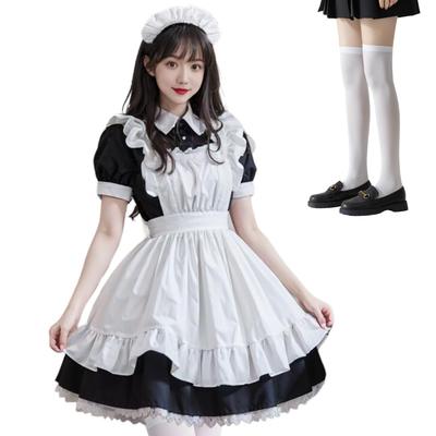 Maid Uniform Full Set with Tights Little Large School Cosplay Maid Cosplay Fancy Baby Cosplay [BeLoved] [Size S-5XL] Devil, Size, Festival, Cafe,