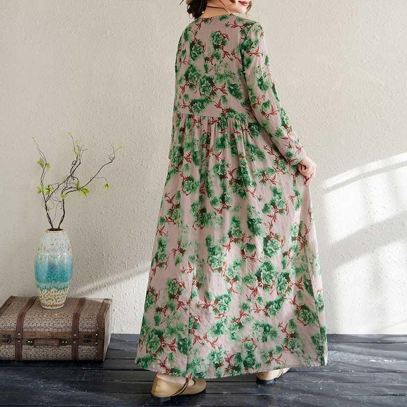 New Floral Vacation Style Travel Round Neck Vintage Dresses