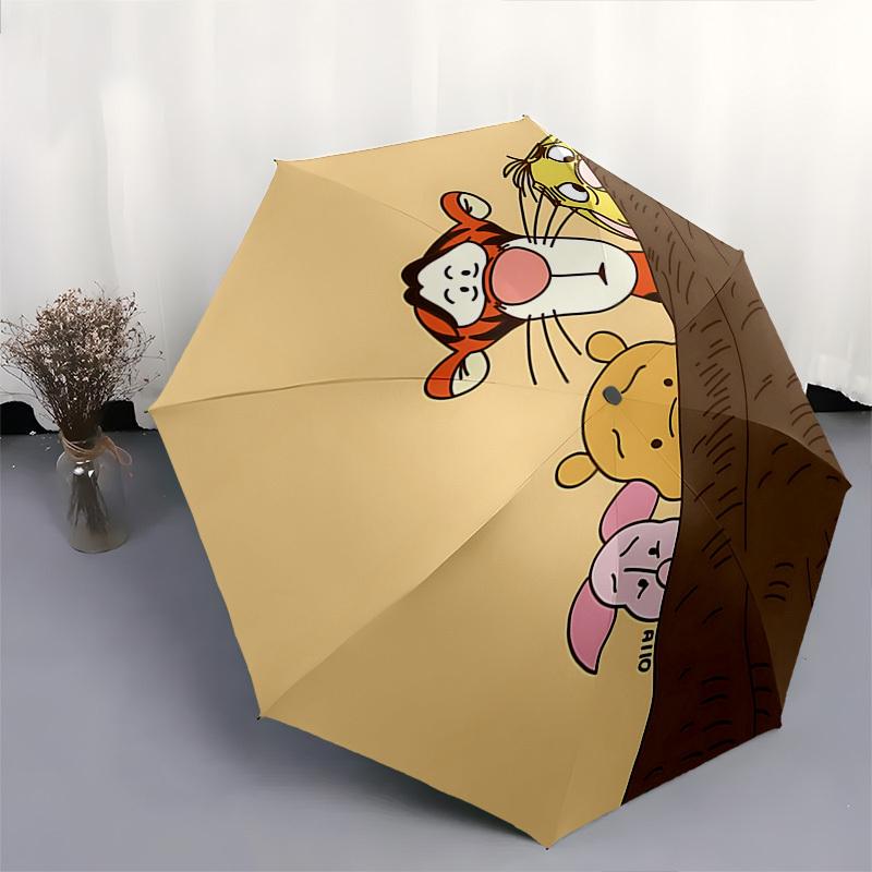 Winnie-the-Pooh Themed Automatic Opening and Closing Umbrella, Brightly Colored 8-rib Portable Umbrella, Suitable for Men and Women, A Perfe