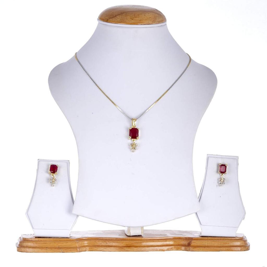 Gold-plated and Cubic Zirconia Pendant Necklace Set for Women & Girls