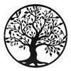 Black Metal Tree of Life 50cm Elegant Decoration - Steel Wall Art for Indoor Outdoor - Design Picture Living Room Hallway Staircase Home Decoration