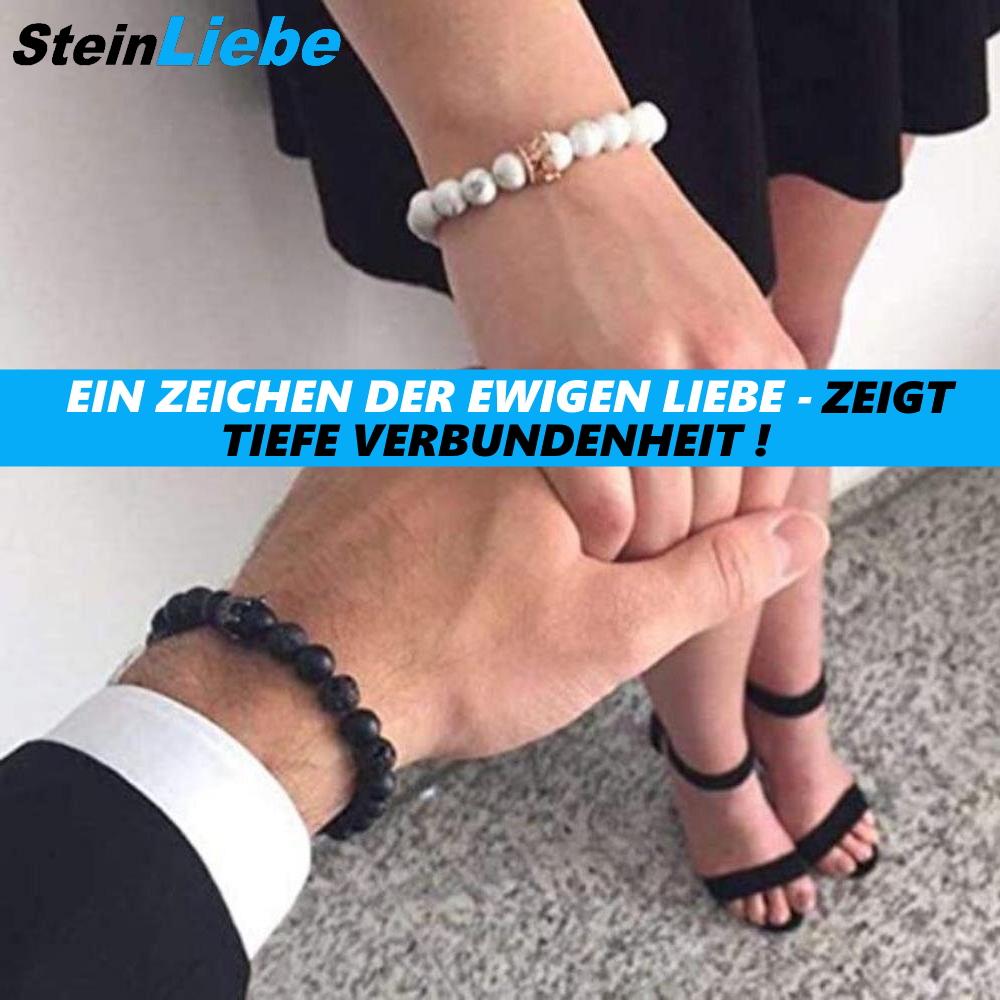 SteinLiebe Partnerarmbånd King Queen Anhengsett Perle Krone Marmorutseende