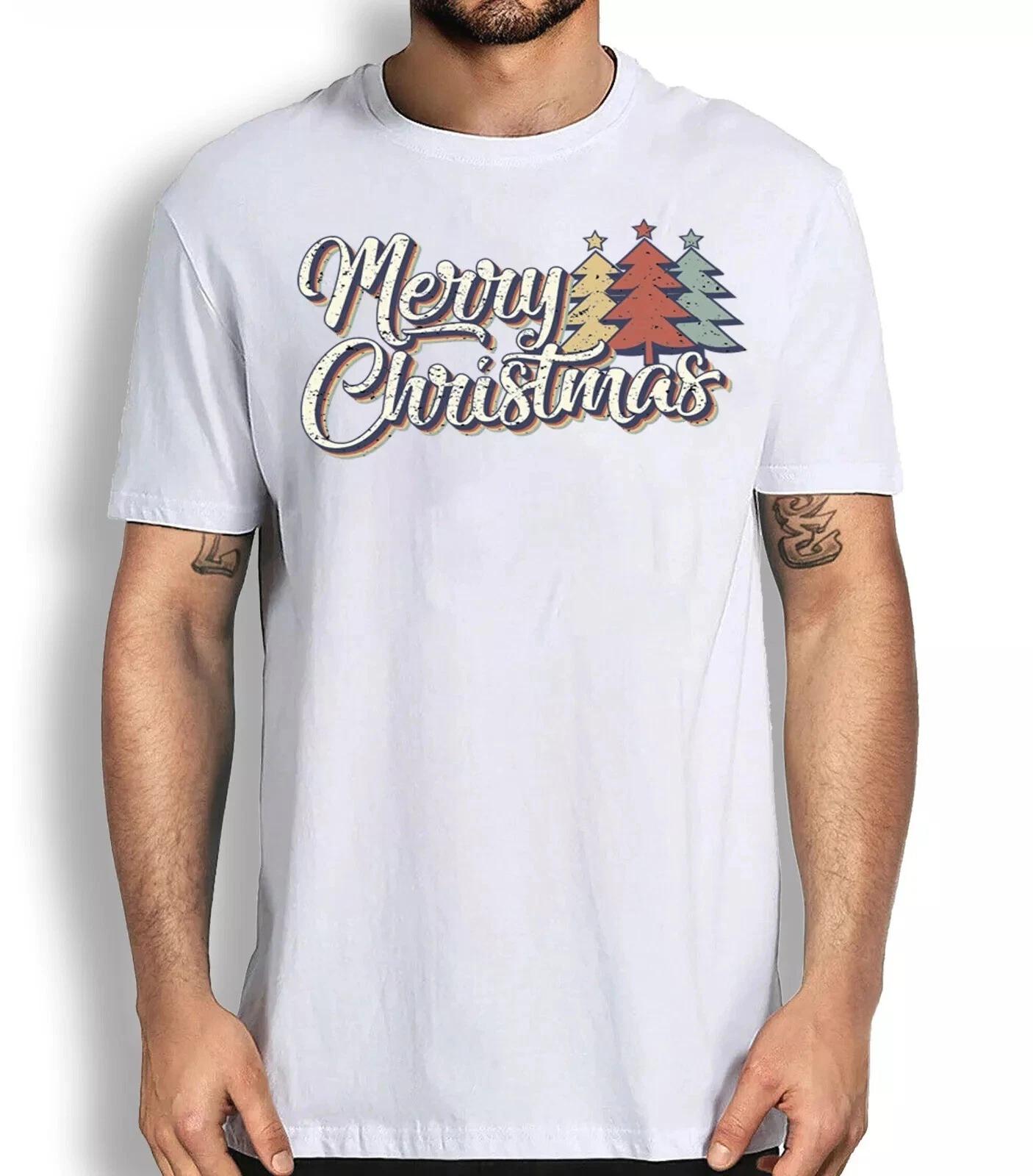 Christmas Retro Merry Christmas T-shirt Navidad Holiday Time Xmas Shirt S