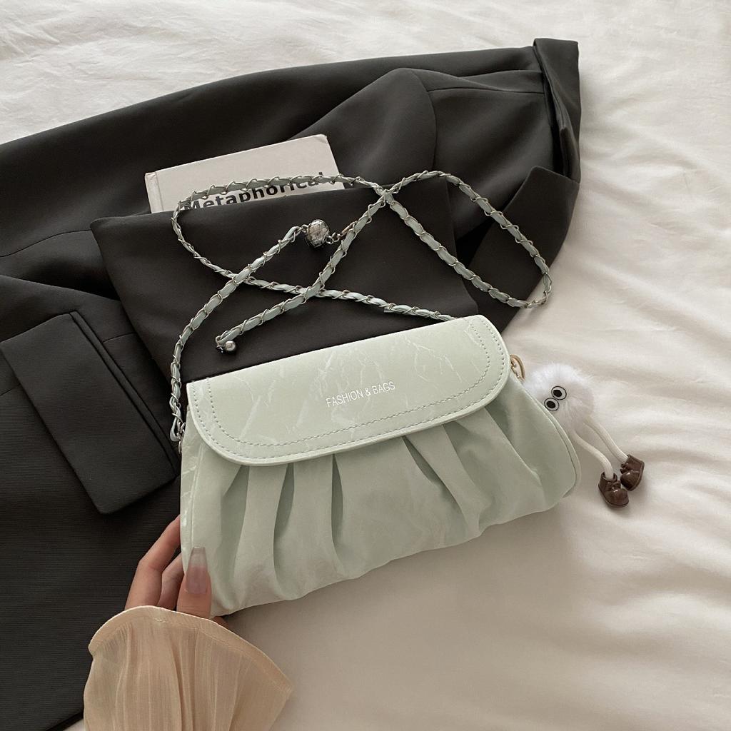 High-end Niche Bag Women's 2025 New Fashion Chain Shoulder Messenger Bag Popular Women's Pleated Small Square Bag