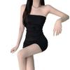 Women's 2026 Black Off-Shoulder Bodycon Dress - Sexy, Waist-Hugging, Hip-Wrapping Spring/Summer Skirt