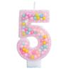 Colorful Ocean Bead Birthday Number Candle - Pink Edge Cake Decoration
