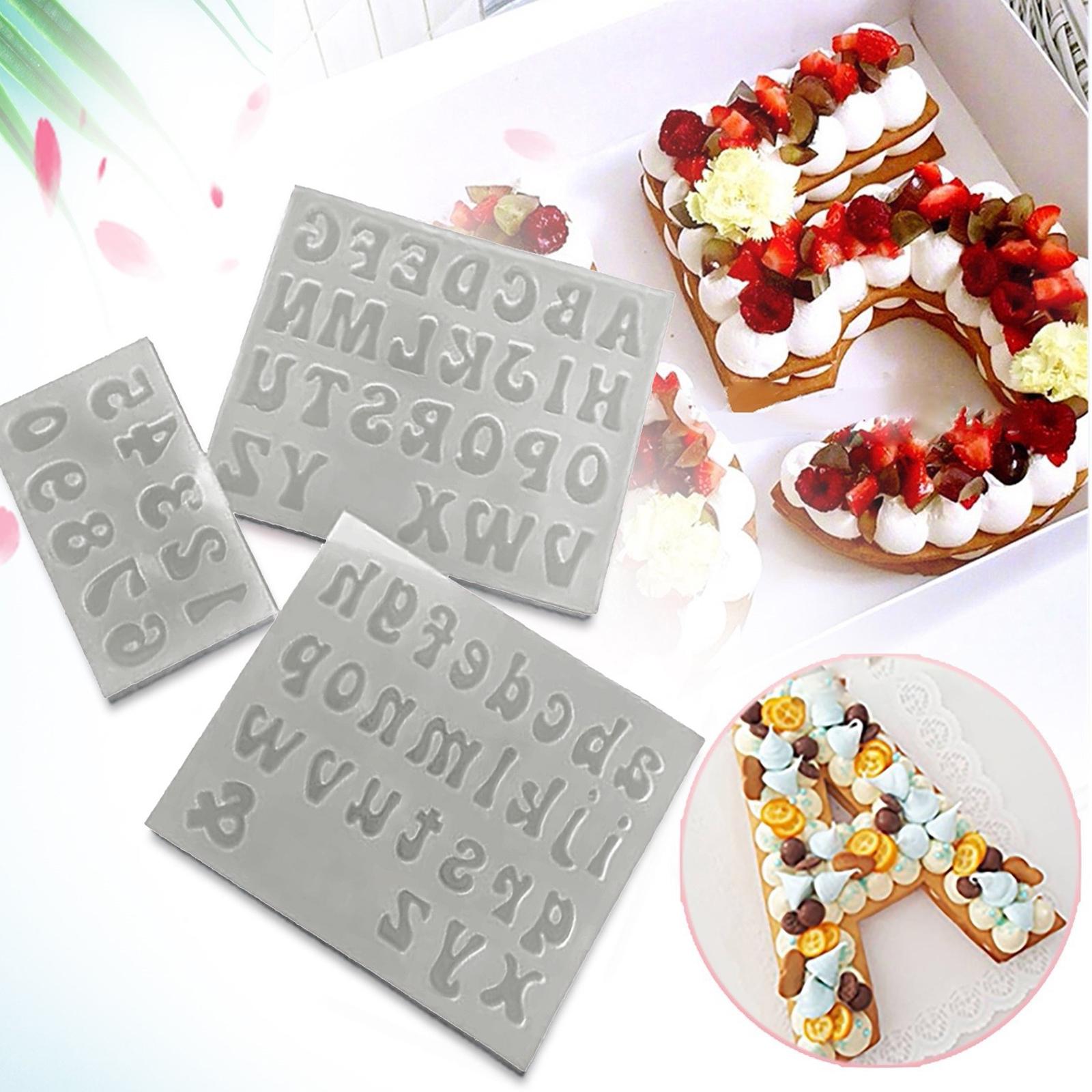 Alphabet and Number Mold Set 3 Pieces Silicone Flexible Letter and Number Stamps for Baking Crafting and DIY Projects One Size