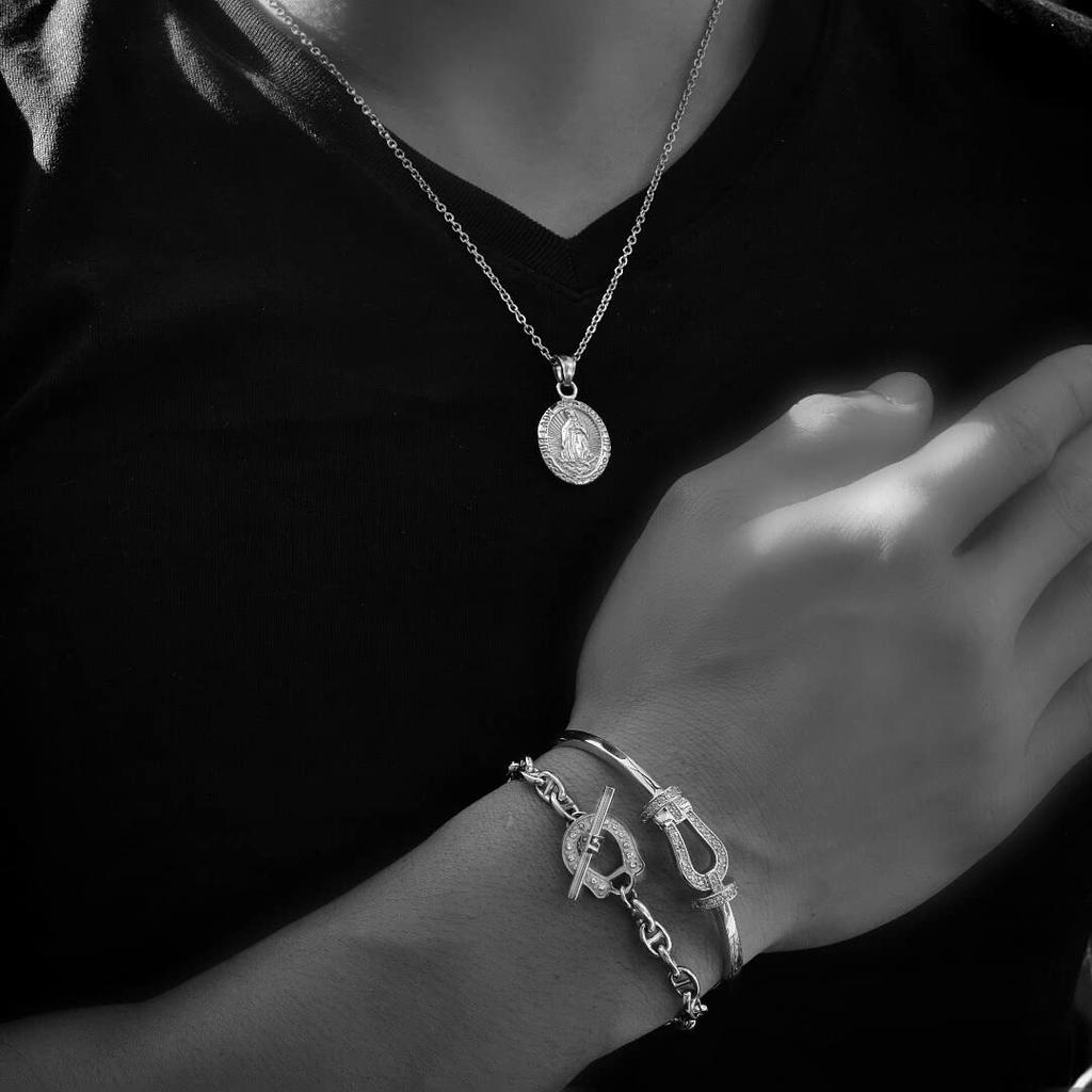 Horseshoe Bangle with Zirconia and Silver [Lucliss]