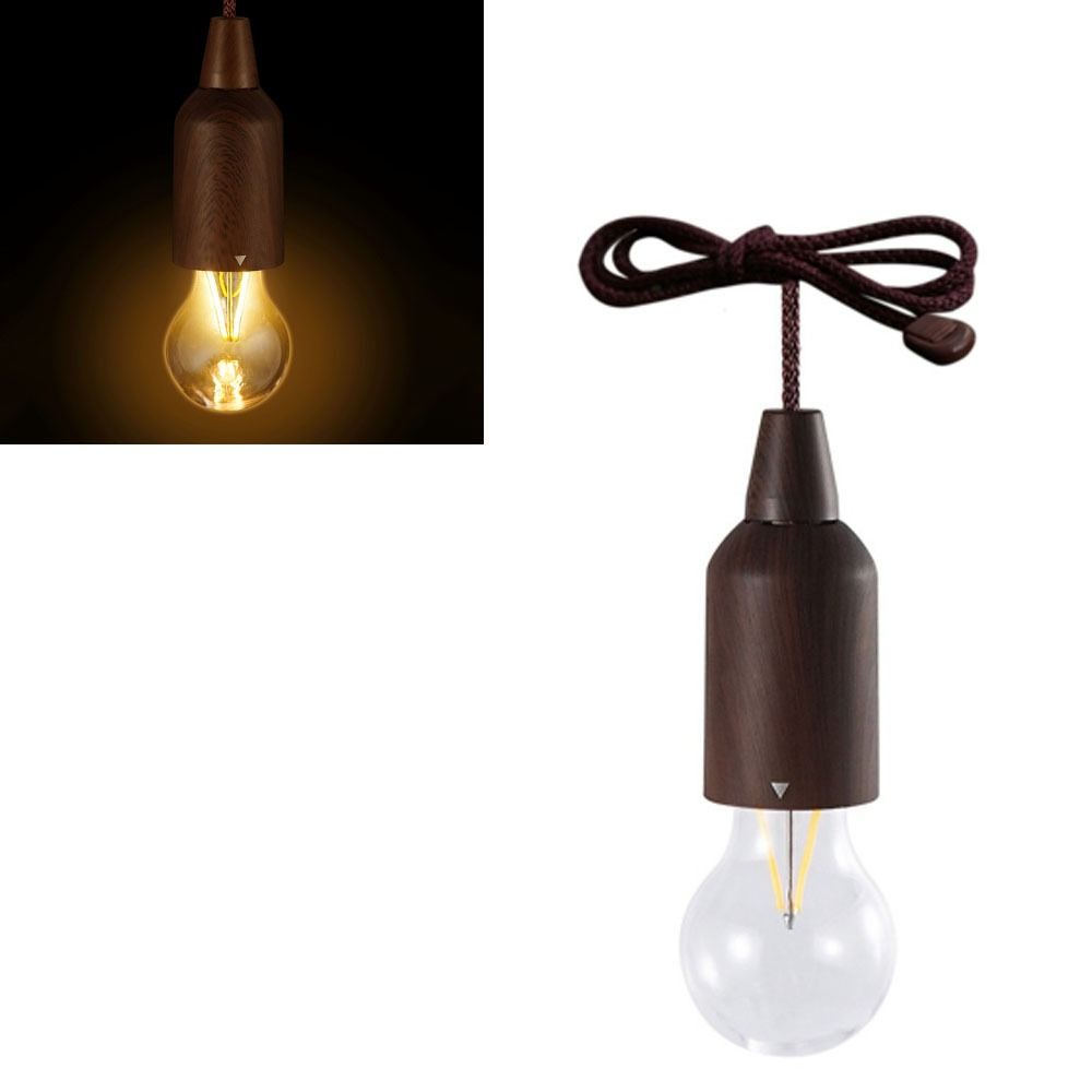 Brown Pull Cord Light Bulb Portable Pull String Hanging Bulb Durable LED Pull Hang Bulb  Camping
