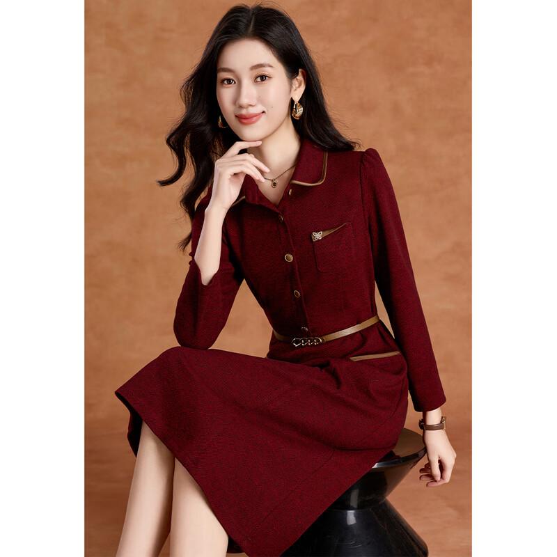 

KeBeiEr Elegant Long-Sleeve Midi Dress M