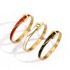 Fashionable 18K Gold Stainless Steel Bracelet Hand Polishing Horseshoe Buckle Belt Open Bangle for Women