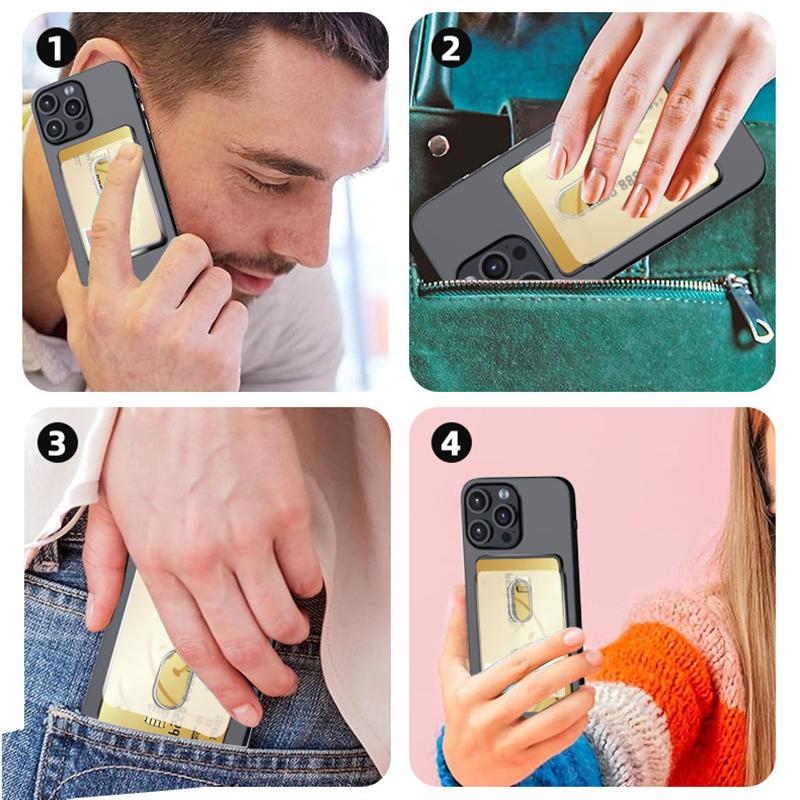 For Magsafe Transparent Magnetic Wallet Clip Phone Back Sticker For Iphone12Pro 13 14 Pro Max Macsafe Card Bag On Sleeve