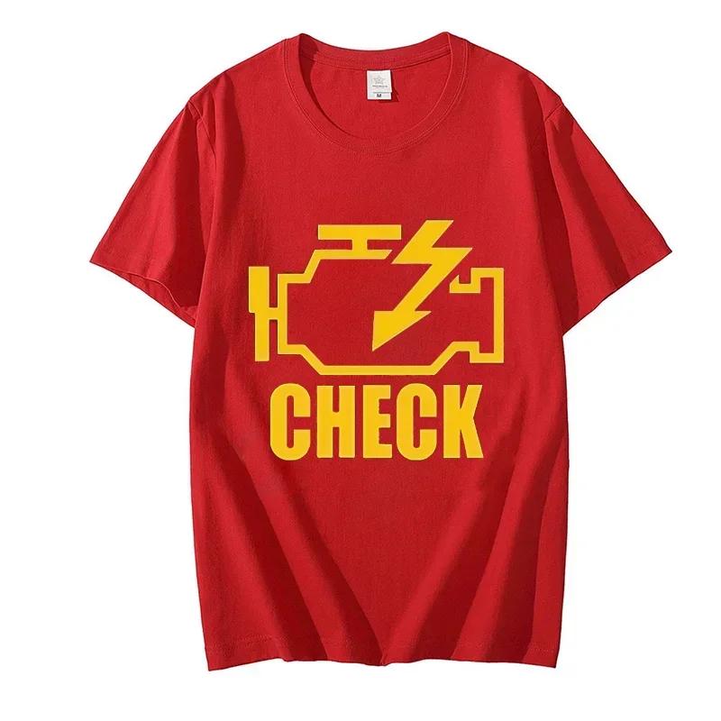 Brand Men T-shirt Mechanic Auto Repair Check Engine Light Print Summer Tees Hip Hop T-shirt Short Sleeve Harajuku Tshirt Male