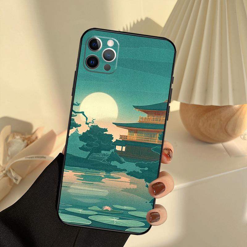 Japanese Style Art Phone Case For iPhone 16 14 13 12 11 15 17 Pro Max 13 mini 15 16 Plus 16e 17 Air Cover Funda