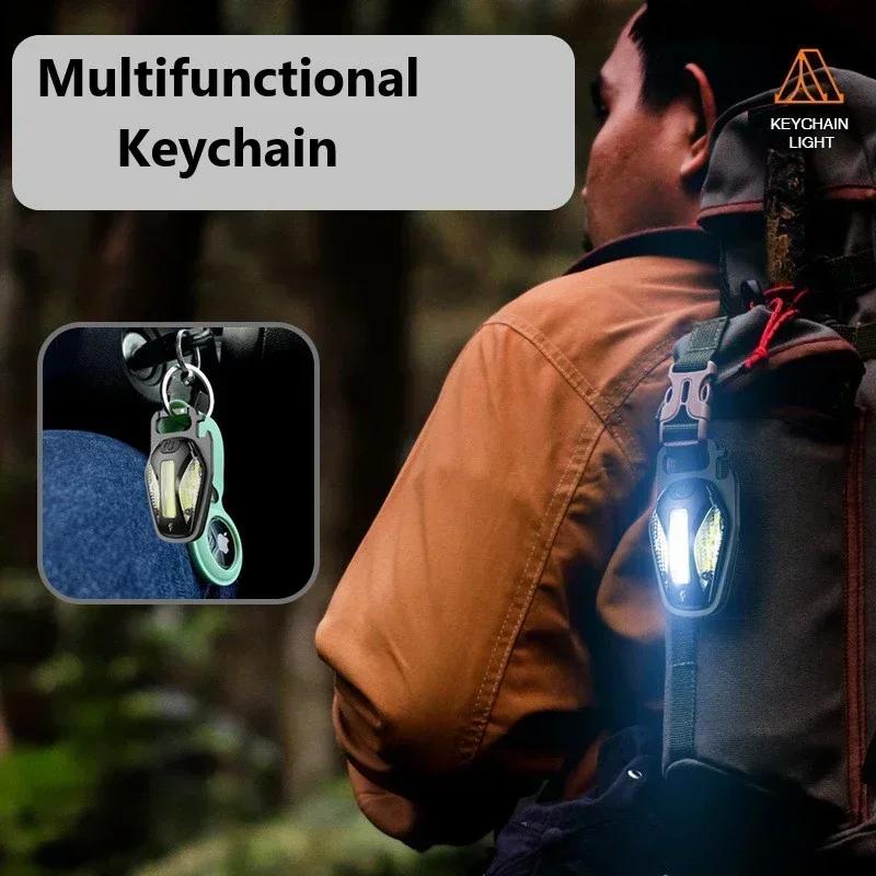 Mini LED Flashlights Work Light Portable Pocket Flashlight Keychains USB Rechargeable for Outdoor Camping Small Light Corkscrew