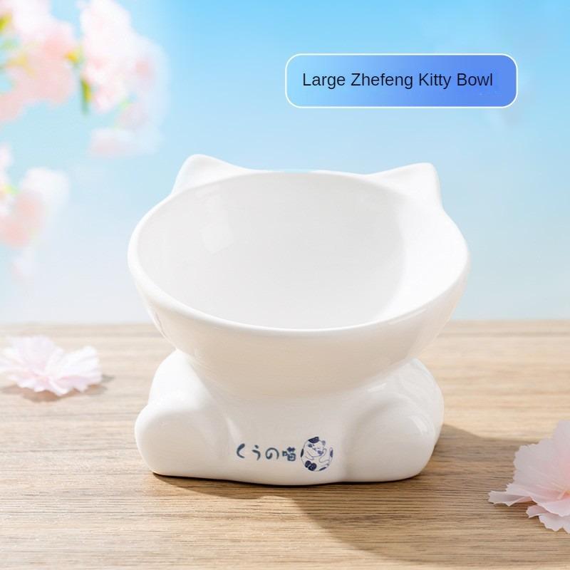Japanese Style Cat Bowl Ceramic Double Bowl Anti Knock Food Bowl Dog Bowl Cat Drinking Bowl Automatic Drinking Pet Supplies