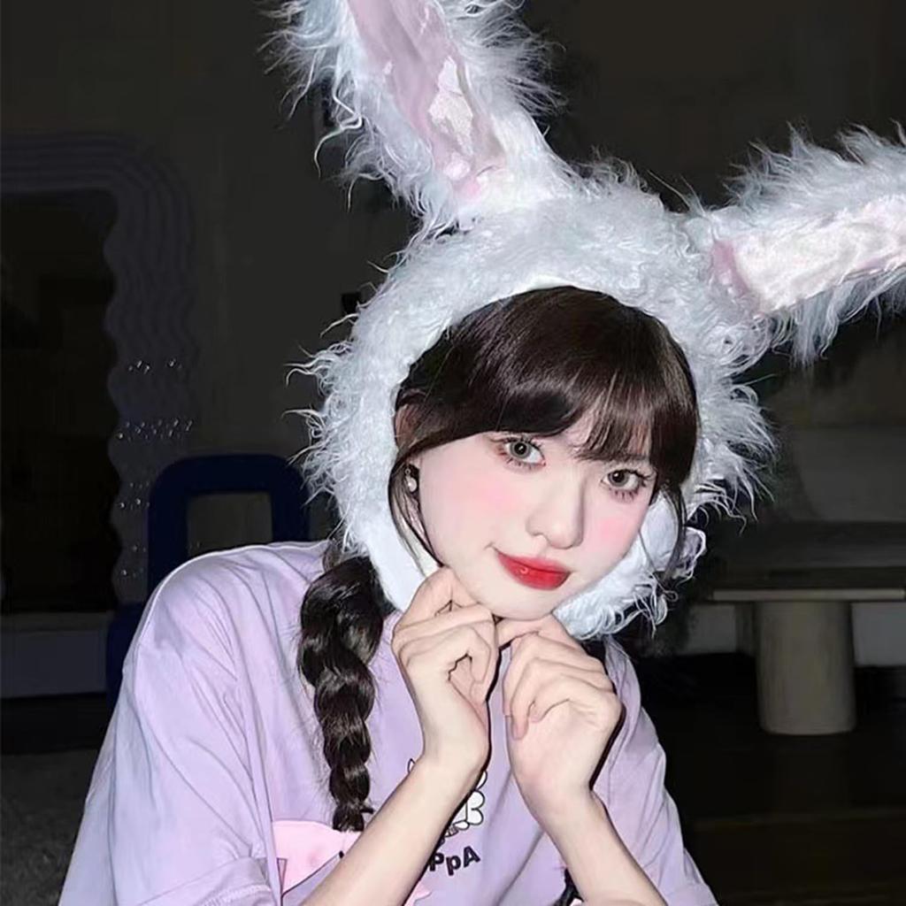 Kasameidou Rabbit Headgear, Gray Rabbit, Long-Haired Cap, Animal Hat, Easy Transformation, Cosplay Prop, Christmas, Halloween, Cute Animal, Plush