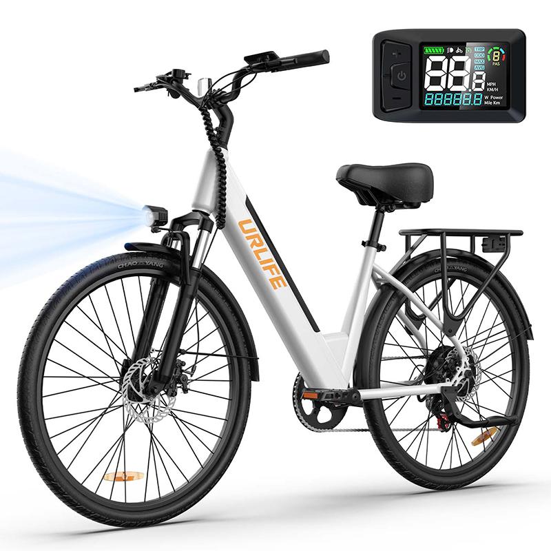 URLIFE E26 City Commuting E-bike For Unisex 36V13Ah Battery 350W Motor Outdoor Electric Bicycle 26 Inch Road Tire Electric Bike With TowSeat