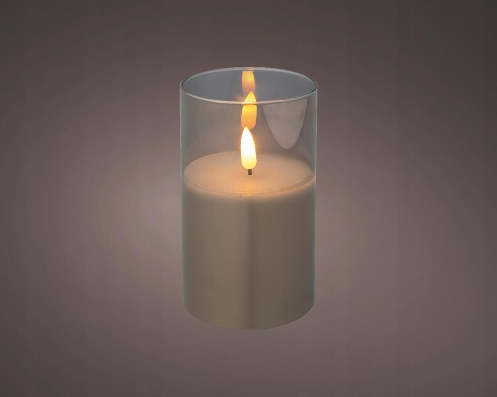 Decorative LED Candle In Glass, Gray, 125 Cm