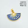 Hot-Selling Enamel Gold-Plated Fan Pendant Necklace - Retro Chinese Style for Women