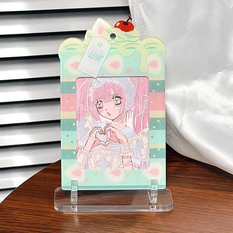 Kawaii Cake Acrylic Photo Frame for 3 Inch Kpop Idol Anime Card Strawberry Cake Protective Case Photocard Sleeves Wholesales
