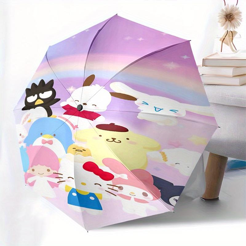 Hello Kitty, Sanrio Automatic Open/Close Umbrella-Cute Umbrella with Cute Design, Portable 3-Fold Compact Umbrella for Men & Women, Hallowee