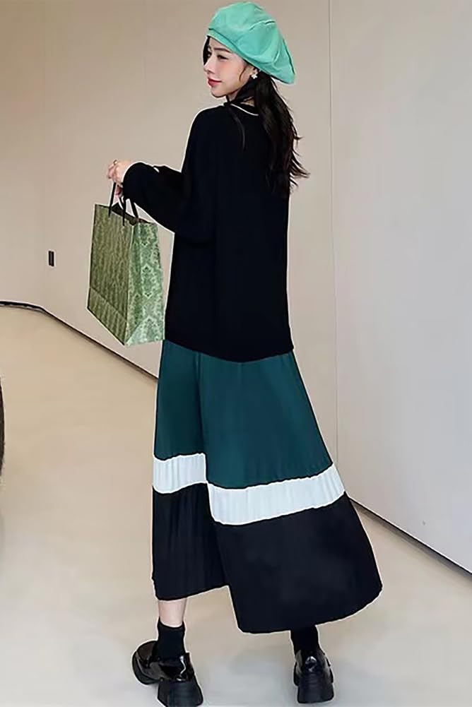 Chubikime Long Long Crew Women's Loose-Fit Dress, Sleeves, A-Line, Neck, Flattering, Stylish, Casual, Spring/Summer