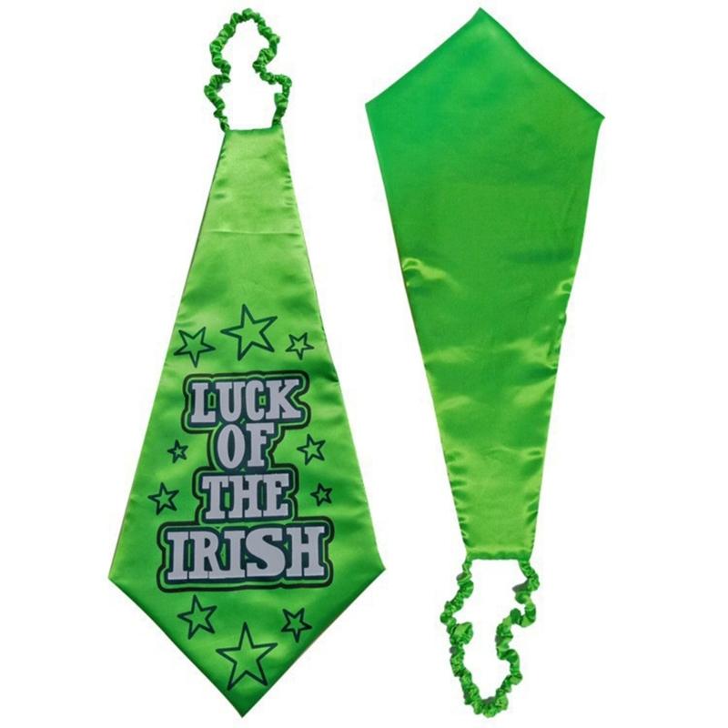 Saint Patrick's Day Novelty Lucky of the Irish Neck Tie and Sequins Bowtie Set for Festival Celebrations and Parties
