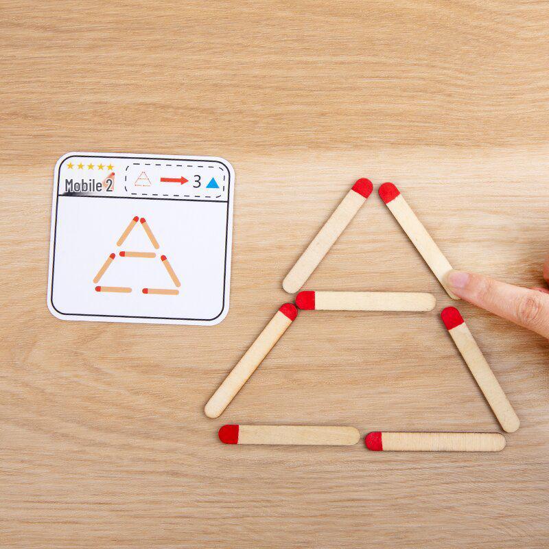 Classic Wooden Matchstick Puzzle: Educational Toy for Children's Math and Logic Training