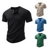 Men's Minimalist Henley T-Shirt - 3-Button Placket Curved Hem Breathable Slub Cotton Casual Slim Fit Daily Tops In Multiple Solid Colors